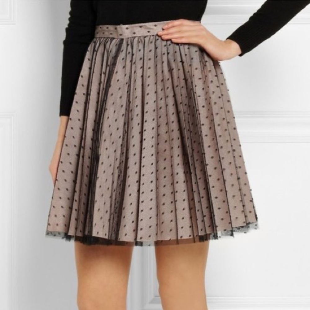 Valentino Red NWT Black & Cream Tulle Polka Dot Skater Style Mini Skirt Size 8